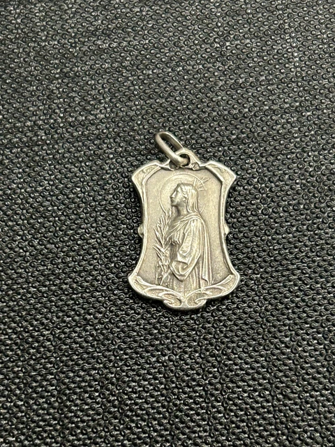 Pendentif Ancien En Argent Massif 925 - Représentation Religieuse (Vierge) - Occasion