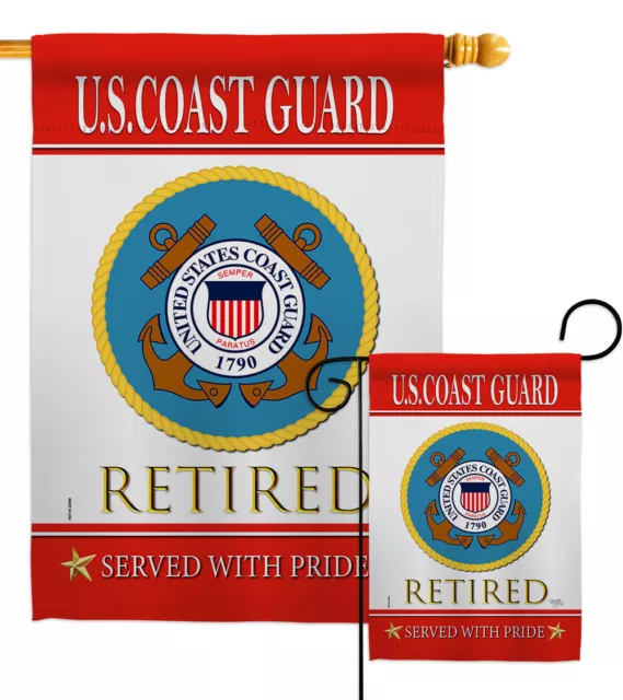 US Coast Guard Retired Garden Flag Armed Forces Decorative Yard House Banner