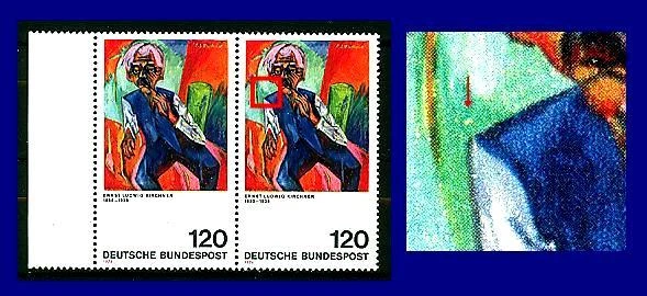 823 f 17 ** (Ernst Ludwig Kirchner) postfrisch, Paar mit Vergleichsstück