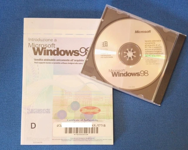 Manuale + codice seriale + CD tutto originale per Windows 98