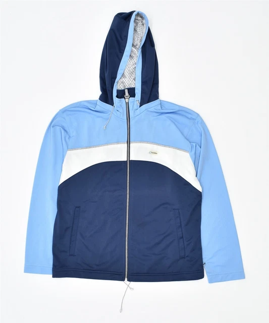 LOTTO Girls Hooded Tracksuit Top Jacket 13-14 Years Large Blue Polyester CF06