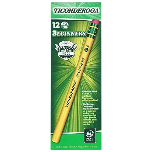 Beginners' Elementary Pencils, With Eraser, #2 Lead, Yellow Barr...