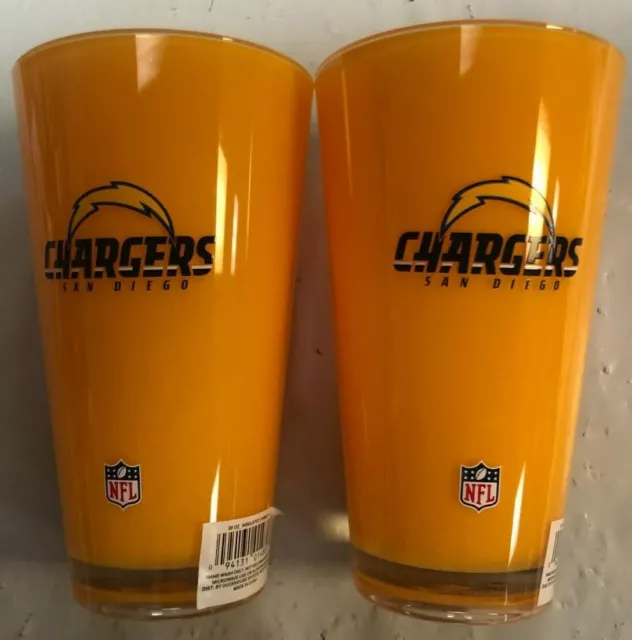 San Diego Chargers NFL Insulated Acrylic Tumbler Double Wall 20oz SET OF 2