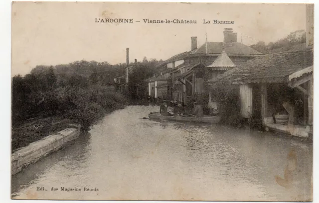 VIENNE LE CHATEAU - Marne - CPA 51 - la Biesme - lavoir - barque