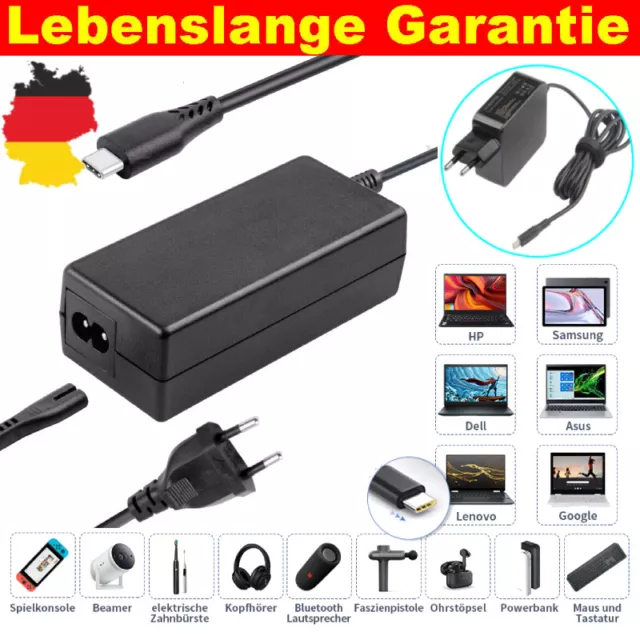 65W USB-C Type-C Universal Ladegerät Netzteil für Lenovo HP Samsung Dell Google