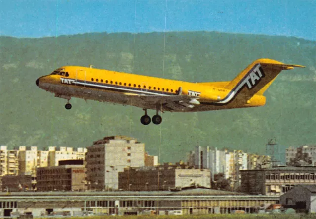 Airline Postcards     T.A.T.   AIRLINES   FOKKER-28   65 Passengers
