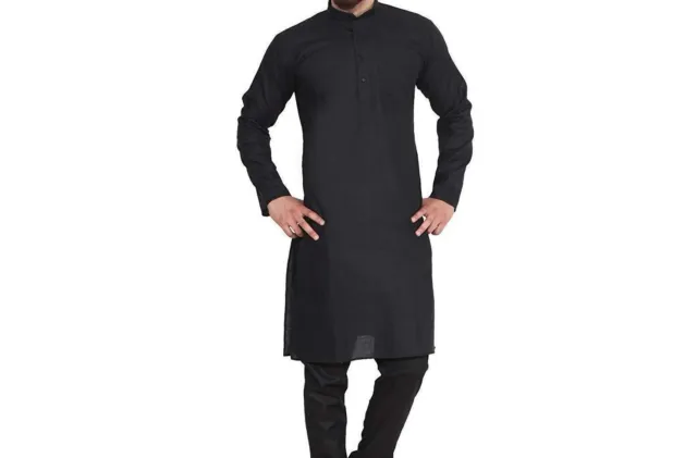 Men's Kurta Cotton Fabric Indian Ethnic Dress Mens Tunic Kurta Plain Full Sleeve