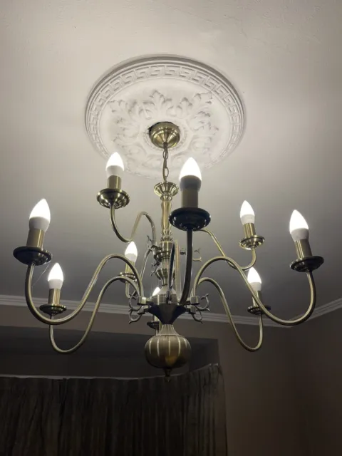 Antique Brass Ceiling - 8 Light LED Bulb Chandelier