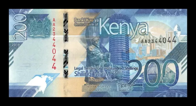 Kenia Kenya 200 Shillings 2019 Pick 54 Sc Unc