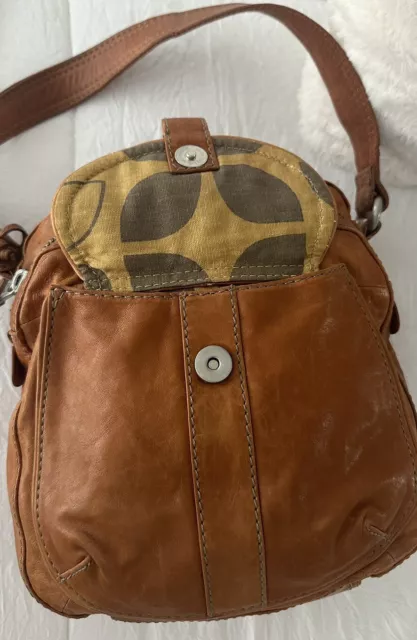 Fossil Vtg Cognac Brown Leather Crossbody Medium Women’s Bag Pockets Hobo Hippie 3