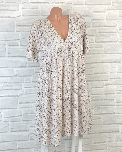 Italy Damen Kleid Hängerchen Tunika Volant Print  42 44 46 Grau T588
