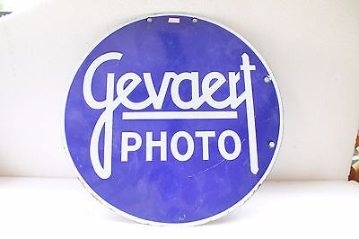 Vintage Gevaert Photo Products Ad Porcelain Double Sided Enamel Signboard NH3630