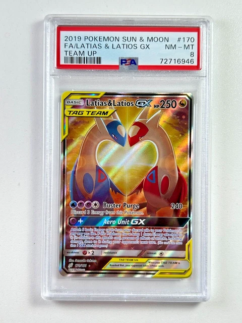 Pokemon Card Latias & Latios GX 170/181 Sun Moon Team Up Full Art ENGLISH PSA 8
