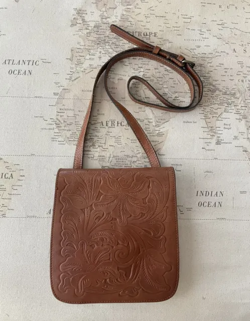 PATRICIA NASH Sling Tooled Granada Leather Brown Crossbody