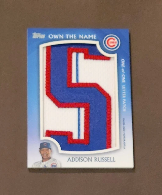 2019 Topps Update ADDISON RUSSELL 1/1 OWN THE NAME GAME  USED 3 CLR LETTER PATCH