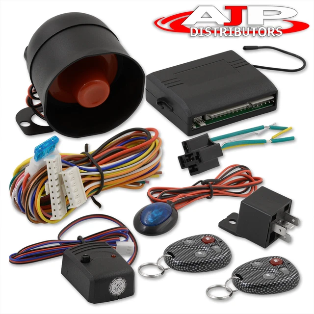 JDM Security Remote Car Alarm System + 2 Carbon Fiber Key Fobs For Honda Mazda