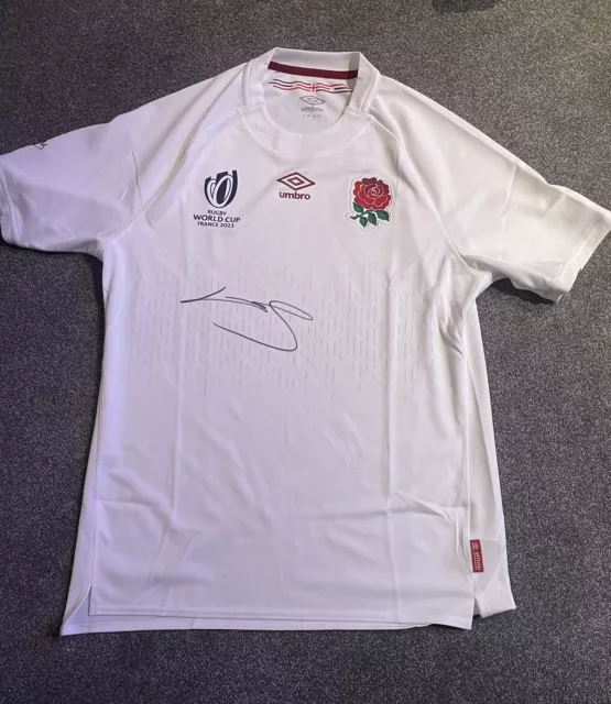 Courtney Lawes Signed England Rugby Shirt Northampton Saints Lions Coa