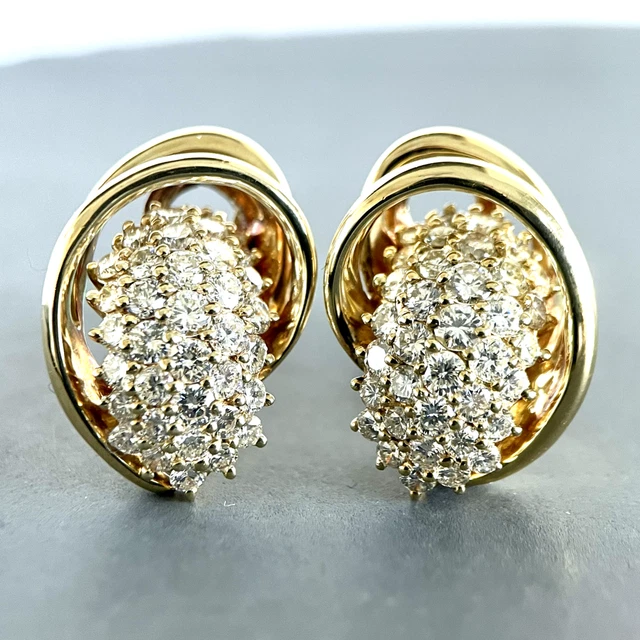 Jose Hess 3.50ctw Diamond Cluster Large Clip Earrings - 18k Yellow Gold Jose Hess 3.50ctw Diamond Cluster Large Clip Earrings - 18k Yellow Gold