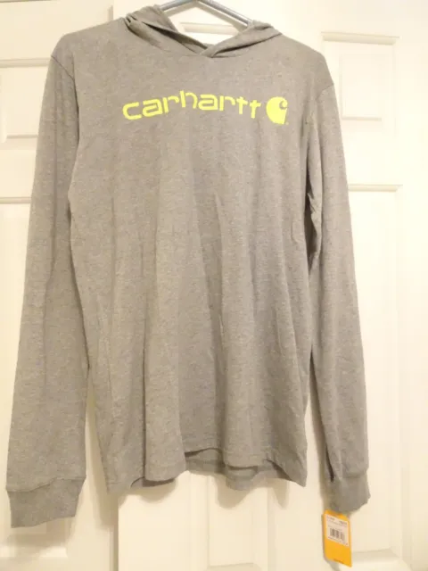 CARHARTT YOUTH XL (18-20) Gray Hooded Long Sleeve Shirt NEW LOGO ...