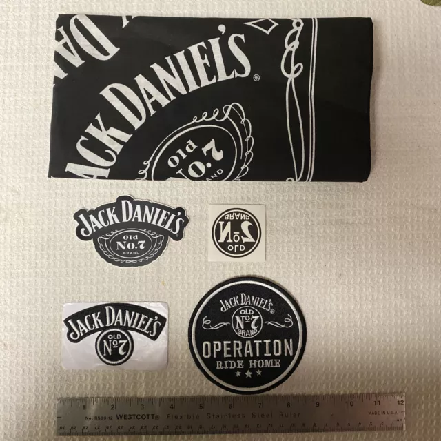 JACK DANIELS BANDANA Old No. 7 Black White 21 x 21 Brand new Operation