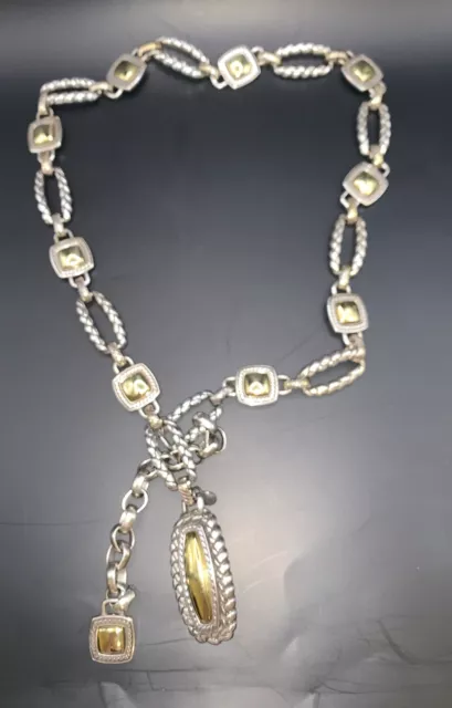 Brighton Silver and Gold 30” Metal Chain Link Belt Size S/M Adjustable Preowned