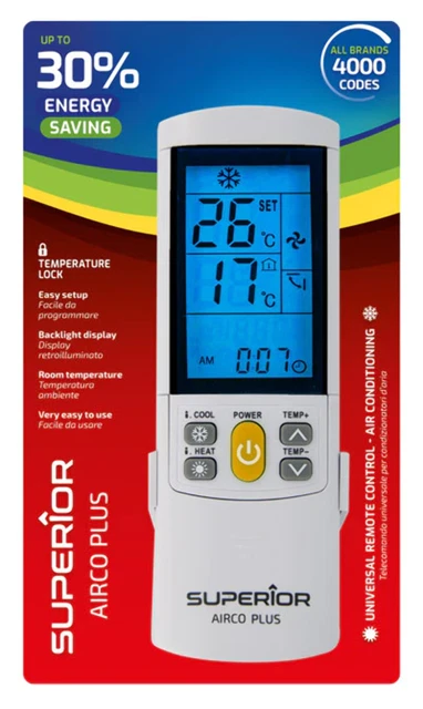Superior AirCo PLUS - Telecomando universale per climatizzatori, 4000 cod SUPCU0