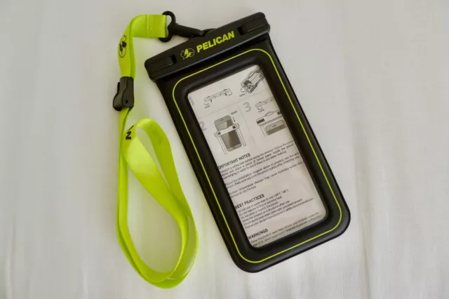 Bolsa de teléfono flotante impermeable PELICAN marina (tamaño regular) - negra/amarilla NUEVA