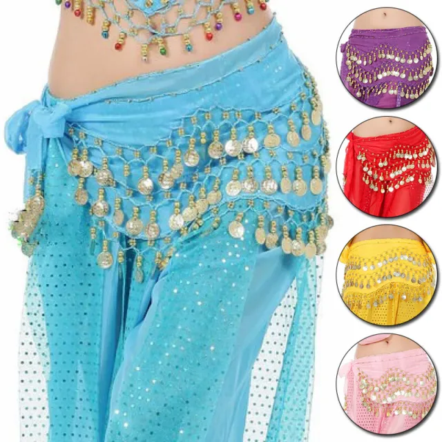 3 Rows Belly Dance Hip Skirt Wrap Scarf Belt Chain Belly Dancing Costume Women