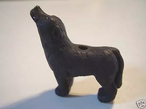 Peruvian Ceramic Black White Wolf Animal Focal Bead Single OR Lot or 5 OR 10 DIY