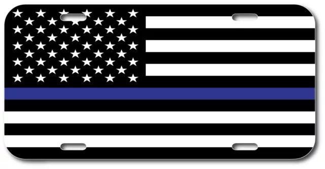 Blue Lives Matter Police License Plate Front American Flag Vehicle Auto Tag Car