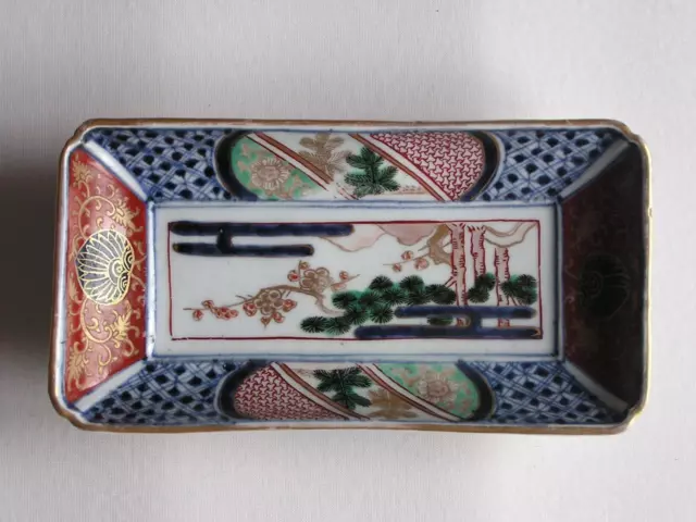 Antique rectangular Japanese Imari plate (nagazara) 1770-90 handpainted #4667