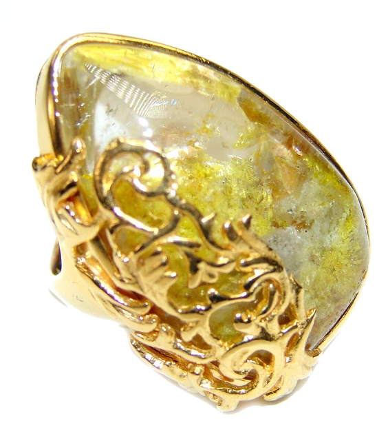 Magic genuine Phantom Quartz 18K Gold over .925 Sterling Silver handmade Cocktai