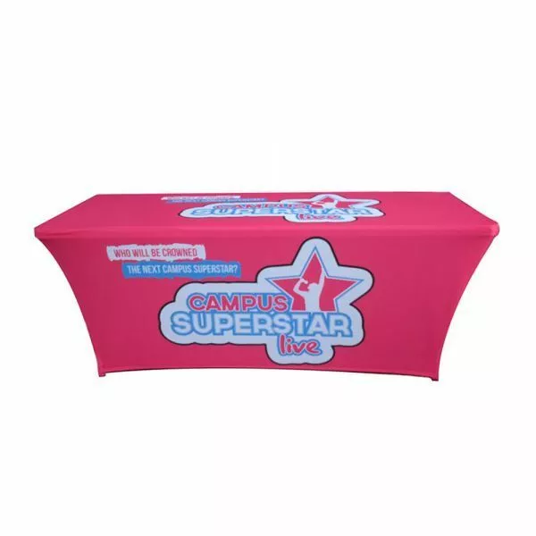 6ft Custom Printed Tablecloth Stretch Spandex Fitted Trade Show Table Throw