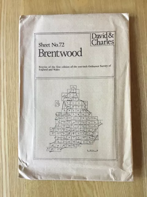 David & Charles Reprint Ordnance Survey First Edition Map Of Brentwood Sheet 72
