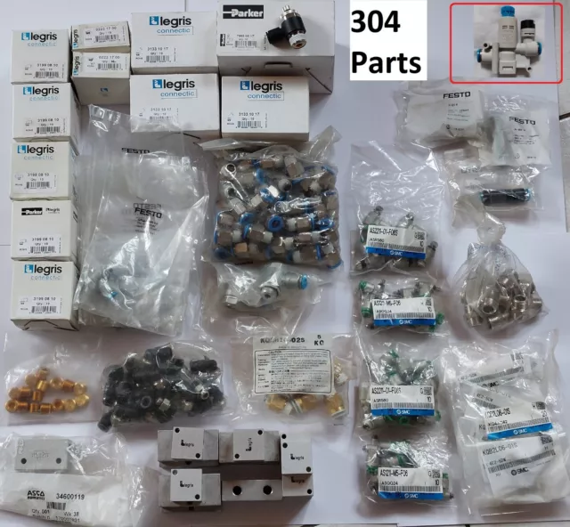 Pneumatique  Lot de 304 pièces : FESTO PARKER LEGRIS SMC Raccords accessoires