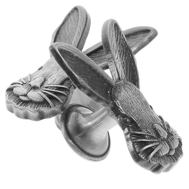 2 Pcs Rabbit Shaped Handle Pull Dresser Drawer Knobs Cabinet Wardrobe Door