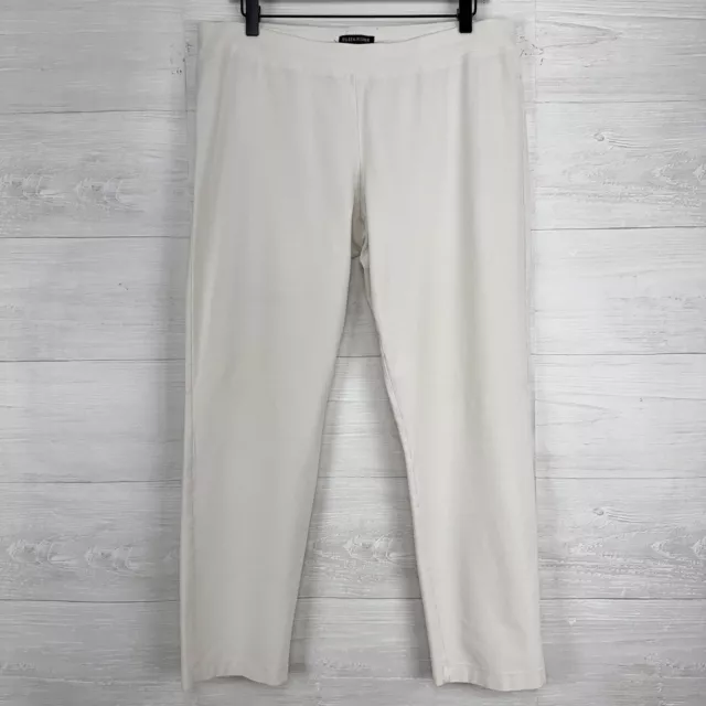 Eileen Fisher Washable Stretch Crepe Slim Ankle Pants Size Large Bone Off White