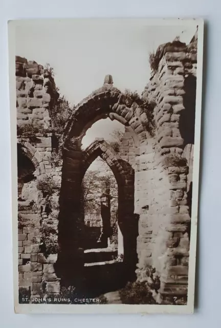 Unposted Vintage B&W RP Postcard - St Johns Ruins, Chester  (d)