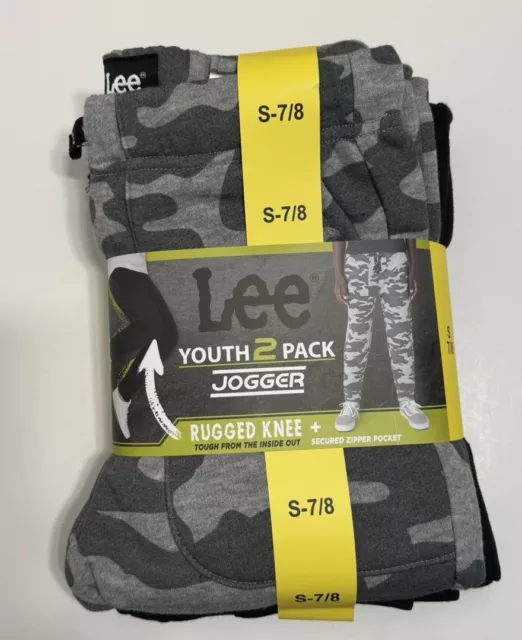 NWT Lee Youth 2-pack sweatpants Fleece Lined Jogger Reinforced Knee Size S 7/8