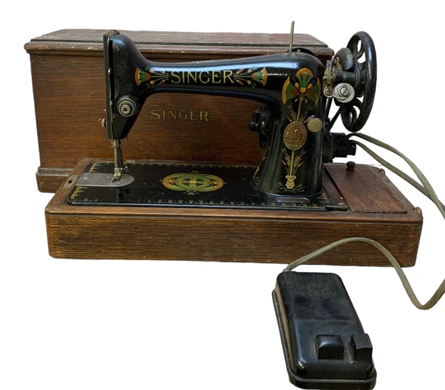 ANTIQUE 1919 SINGER 66K Converted To Electric Sewing Machine In Case. Working £69.99 PicClick UK