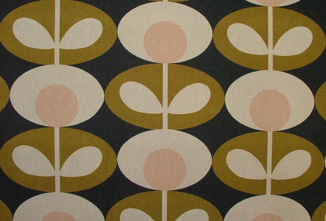 Tissu Coton Orla Kiely Motif Fleuri Orange - Pour Rideaux, Coussins - Vente Au Mètre Neuf