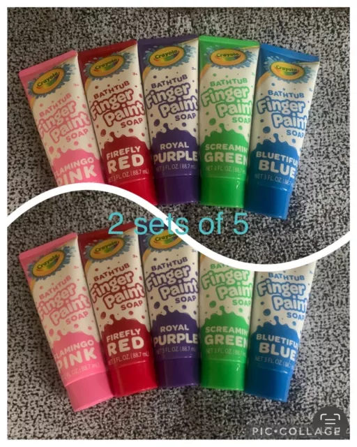 5pc Set: Crayola Bathtub Finger Paint Soap Kids 3oz: Blue Red Green Pink Purple
