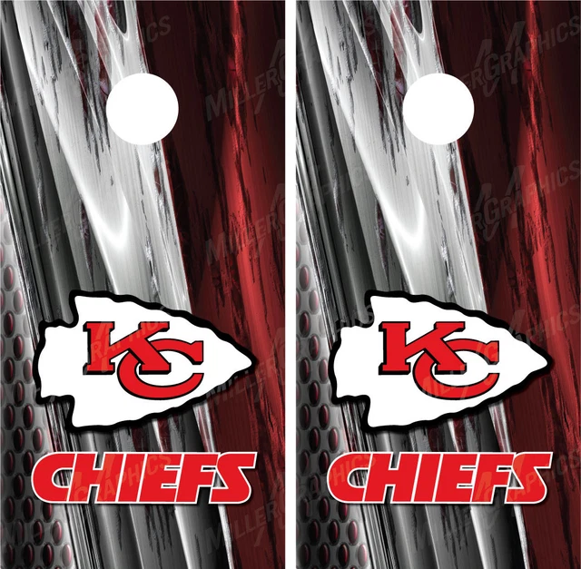 thumbnail image 2 of Kansas City Chiefs Diamond Plate Cornhole Board Decal Wrap – Miller Graphics Vinyl 2 of 6
