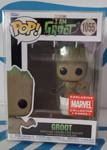 Funko Pop! Groot  #1055 Marvel Collector Corps Exclusive I Am Groot + Protector.