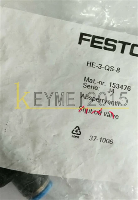 1PC New FESTO HE-3-QS-8 153476 globe valve