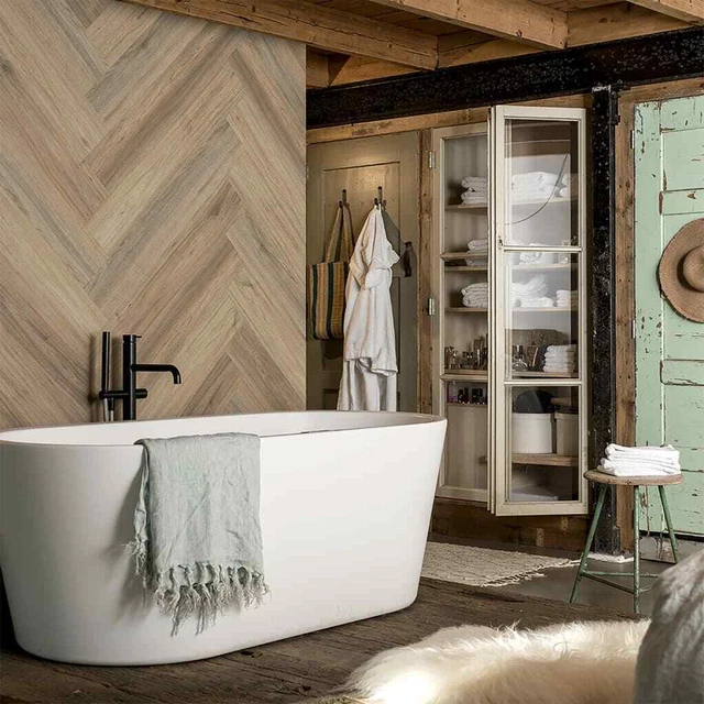 WallArt Planches d'aspect de bois Chêne naturel Marron latte