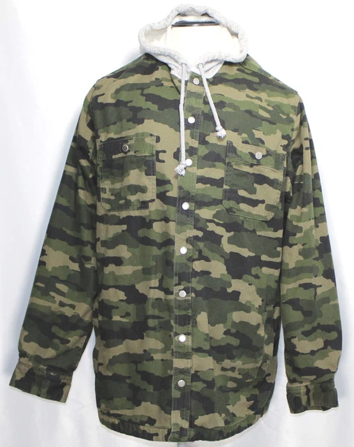 Duluth Trading Jacket Fire Hose Camo Hooded Flannel Limber Jacket Mens Size XLT