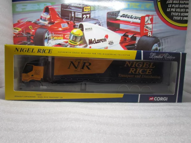 Corgi Models - Renault Curtainside - Nigel Rice Trans - 1/50 Scale Model 75605
