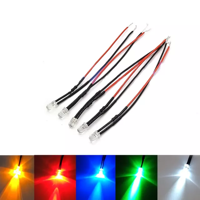 3V 6V 12V-220V 3 mm LED con cavo 20 cm diodo luminoso diodi luminosi decorazione LED diodi