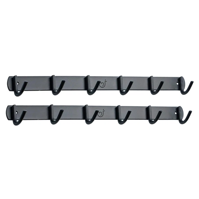 Wall Mounted Coat Rack 12 Matte Black Hooks for Holding Coats, Hats, Towels, ...